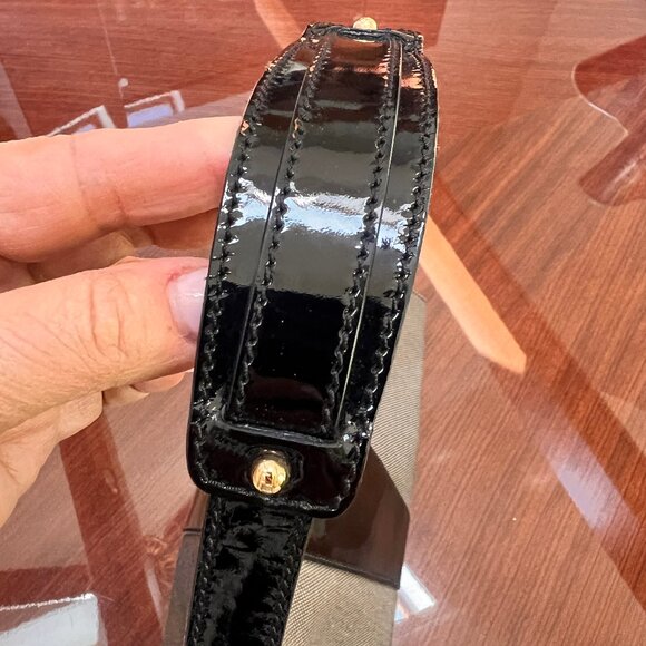 Authentic Fendi Black Patent Leather Trimmed Fabric Shoulder Bag - Picture 12 of 15